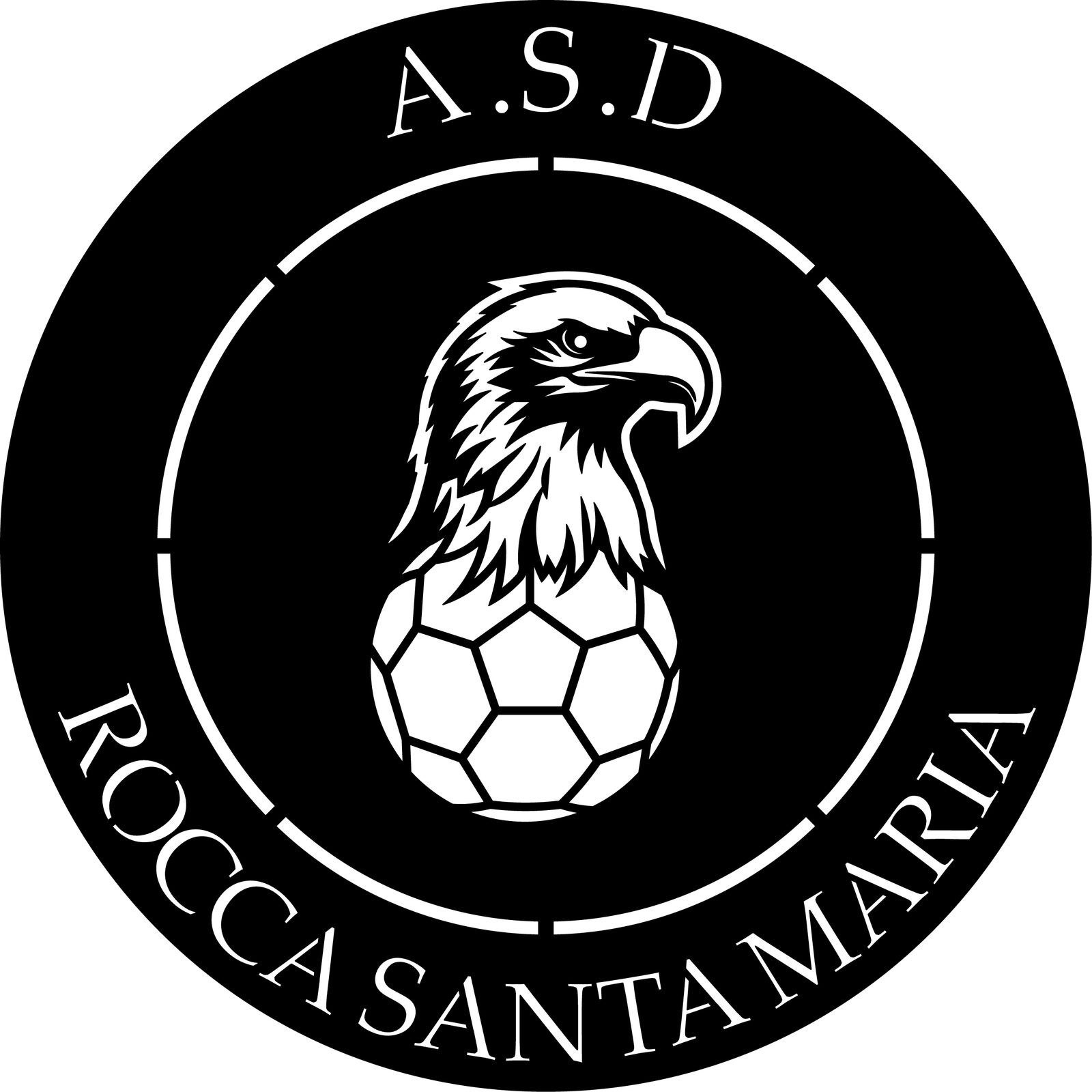 Circular club crest with eagle and ball emblem vectorized for laser cutting
