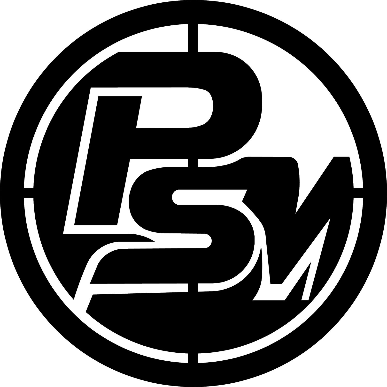 Circular monogram logo vectorized as a single-color cut-ready outline