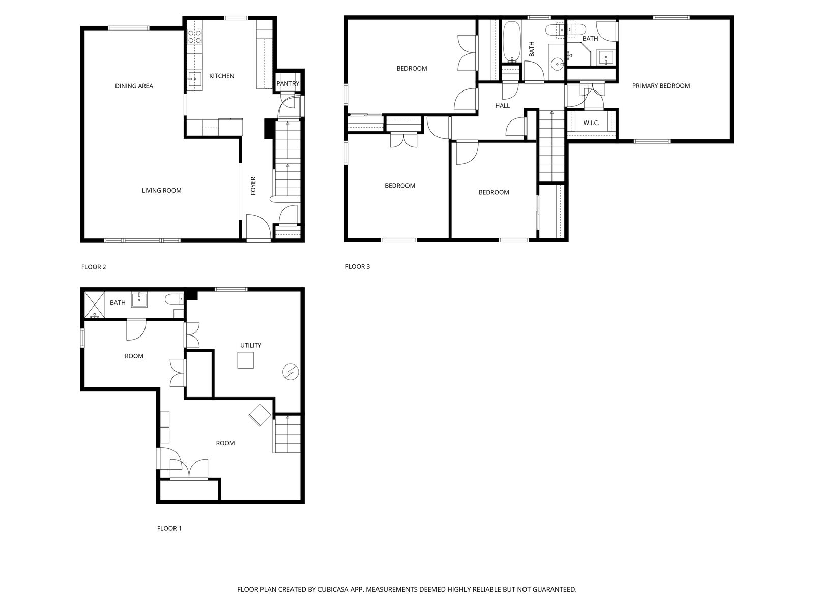 Multi-level residential floor plan digitized into a clean CAD-style layout
